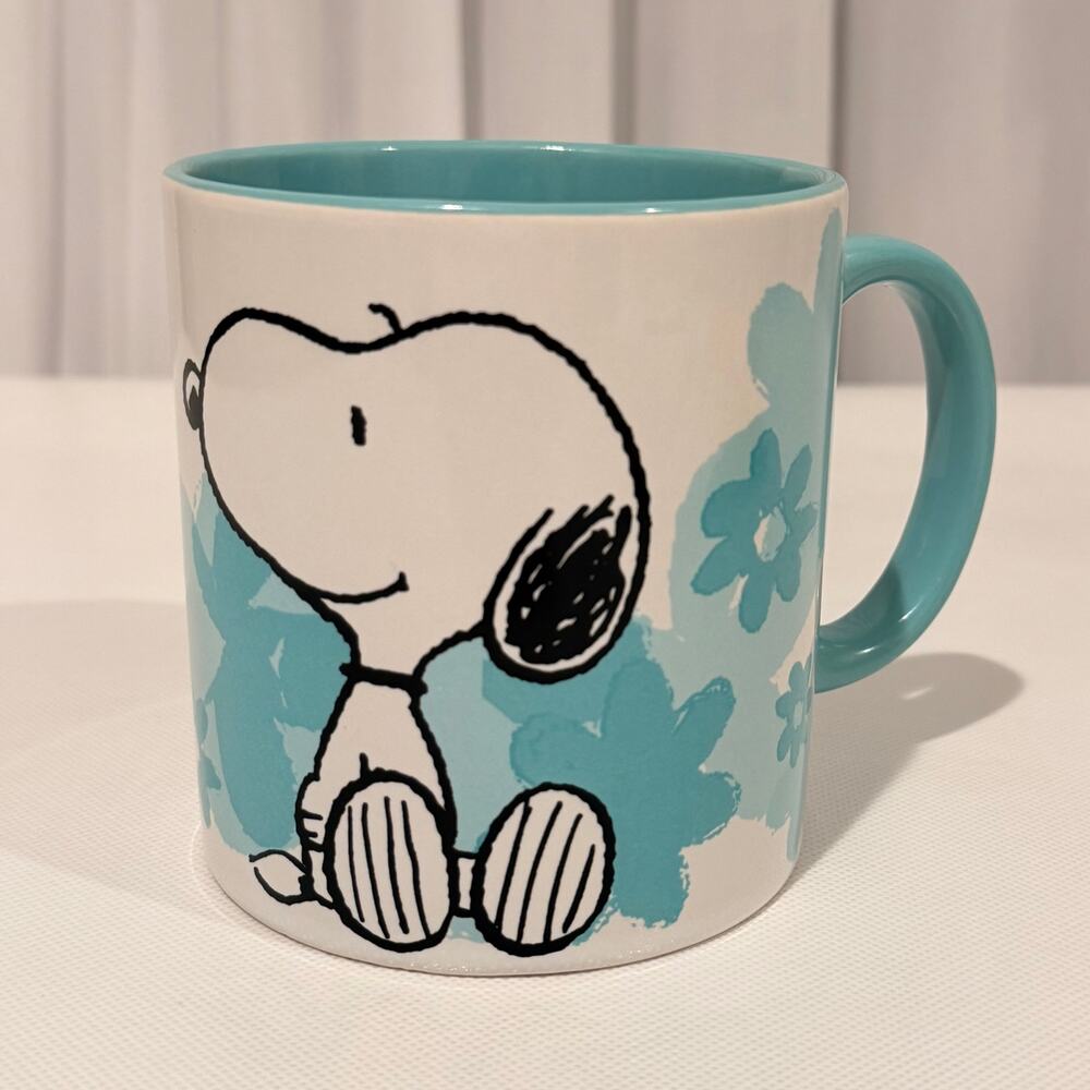 Peanuts Snoopy Woodstock Friends Forever 20 oz Ceramic Mug Teal Large Coffee Cup